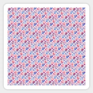 Pink and Blue Hearts Boho Bohemian Pattern Sticker